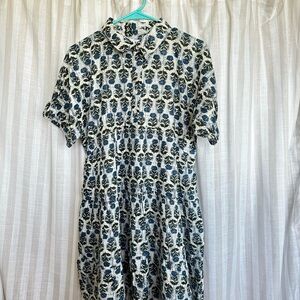 THML Blue and Green Leaf Print Shirt